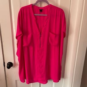 Torrid Neon Pink Georgette Zipfront Blouse